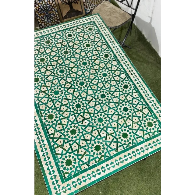 Green Centre Table Moroccan Mosaic Art Work For Sale - Image 4 of 5