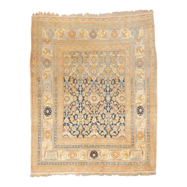 Late 19th Century Antique Haji Jalili Tabriz Rug 4'5'' X 5'4'' For Sale