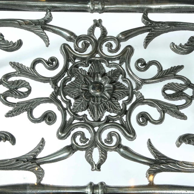 1940s Art Deco Antique Burnished Cast-Iron Gate Cocktail Table With Floral Detailing For Sale - Image 5 of 9