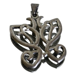 Vintage 925 Sterling Silver Openwork Filigree Butterfly Pendant Necklace 1970s For Sale