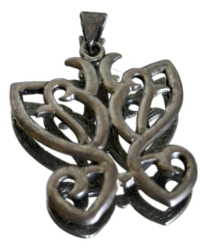 Vintage 925 Sterling Silver Openwork Filigree Butterfly Pendant Necklace 1970s