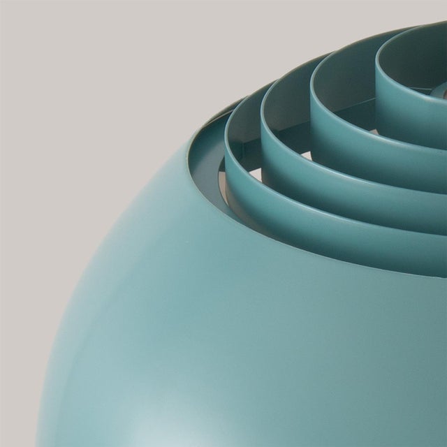 1960s Morelli Half Dome Arc Wall Sconce - Pool Blue Shade, Modern Satin Nickel, White Steel Shade For Sale In Los Angeles - Image 6 of 7