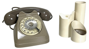 Mid-Century Italian Sip Telephone with Handset Holder Music Box from Siemens, 1960s, Set of 2