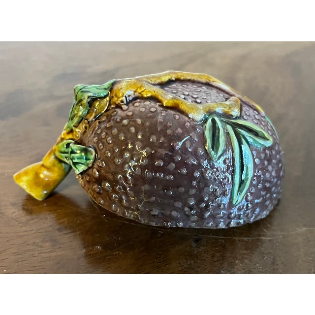 Antique 19th Century Chinese Porcelain Salt Cellar in the Form of a Lychee Nut With Branch Handle For Sale - Image 9 of 12