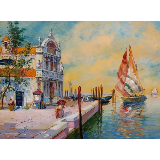 19th Century Mediterranean Painting by s.r. Torello of Venetian Scene For Sale - Image 4 of 10
