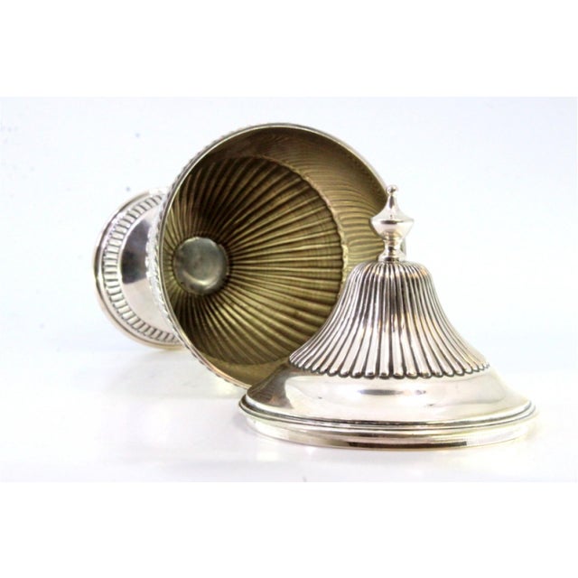 Fluted Silver Candy Box with Engraved Plant Motifs and Knob Lid For Sale - Image 6 of 8