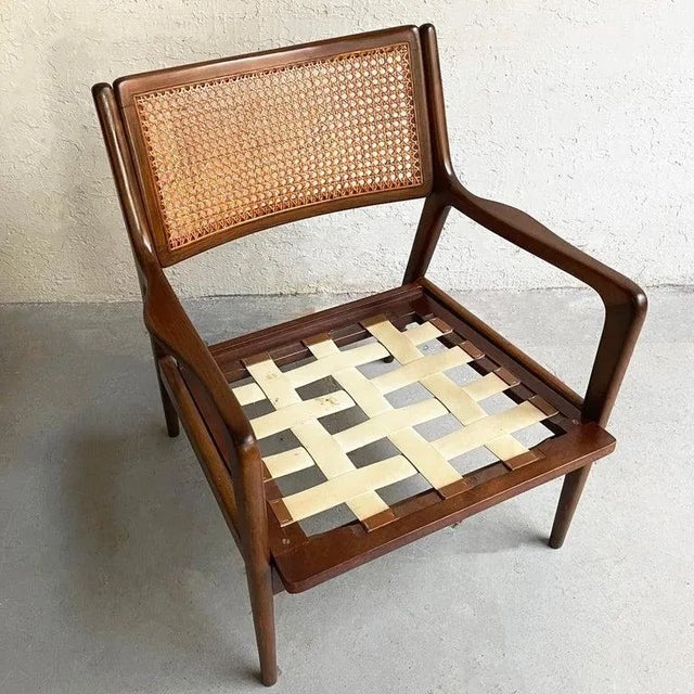 1950s Mid-Century Modern Cane Back Walnut Armchair For Sale - Image 10 of 10