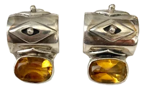 1990s Vintage DAC Sterling & Citrine Designer Earrings