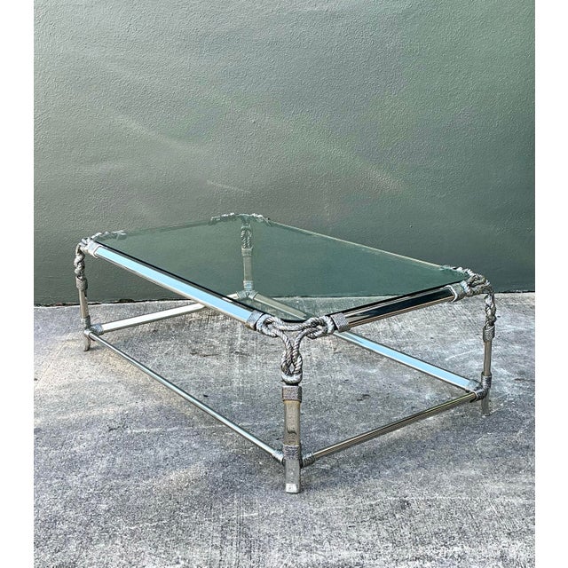 Metal Vintage Chromed Rope and Knot Coffee Table For Sale - Image 7 of 12