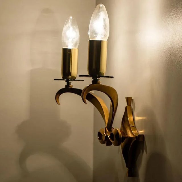 Brass Wall Sconces, 1950, Set of 2 For Sale - Image 11 of 17