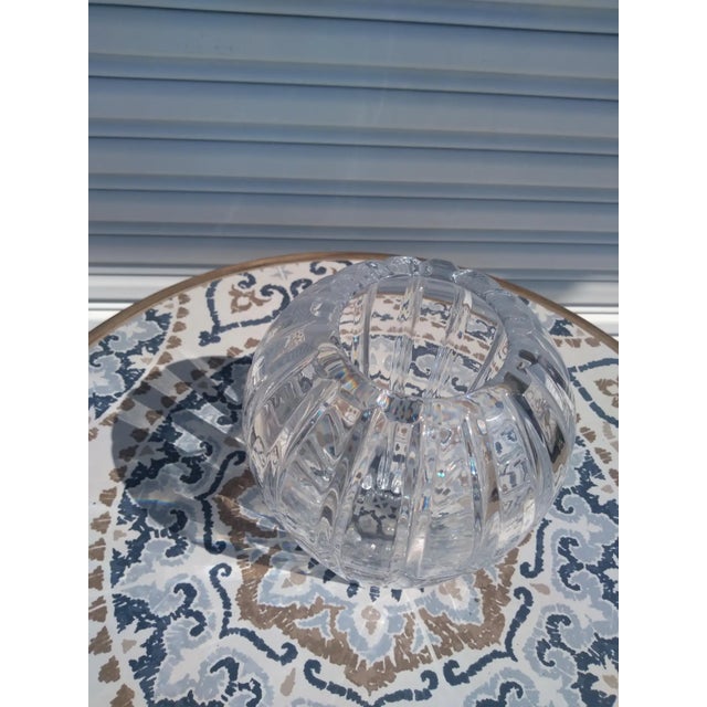 Heavy Etched Crystal Vase For Sale - Image 4 of 5