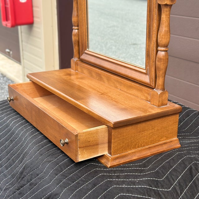 Ethan Allen Ethan Allen Heirloom Maple Shaving Cheval Dresser Top Mirror With Drawer 10-5030 For Sale - Image 4 of 12