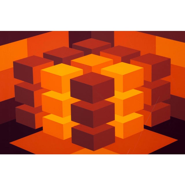 A modern opt art Serigraph on paper titled "Matrix". Hand signed in pencil, bottom right and numbered 4 of 75. His...