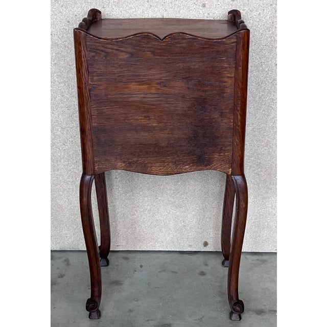 Early 20th Century 20th Pair of Dark Walnut Nightstands Tables with Drawer and Open Shelf For Sale - Image 10 of 18