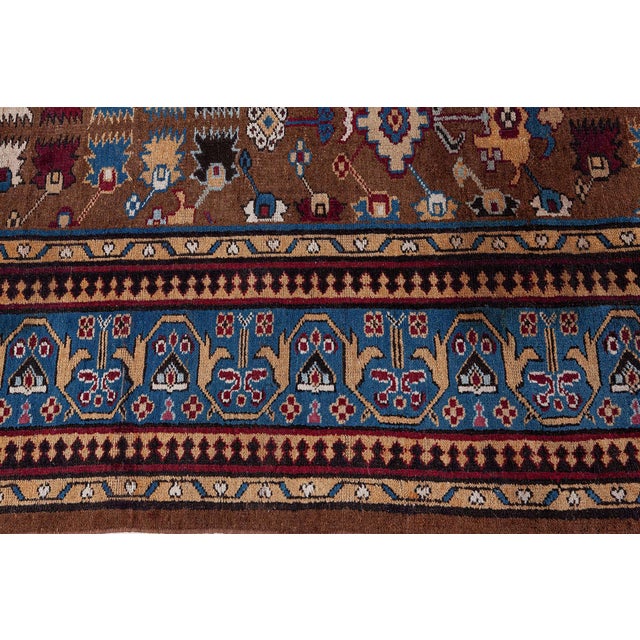 Blue Early 20th Century Indian Blue, Red, Brown, Beige Handwoven Wool Rug For Sale - Image 8 of 8