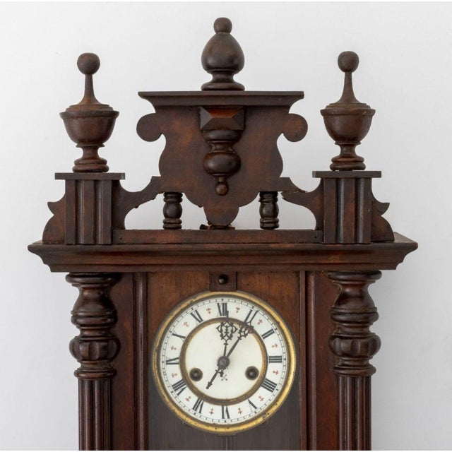 Wood Vienna Mahogany Regulator Wall Clock, Ca. 1900 For Sale - Image 7 of 9