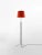 Red and chrome pie de salón g3 floor lamp by jaume sans dimensions: d 40 x h 120-160 cm materials: metal, leather, ribbon....