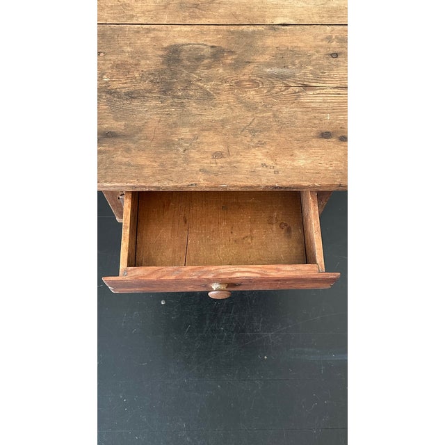 Very Charming & Rustic Side Table, in nice condition with lovely old house patina, original rusty red colored paint, or...