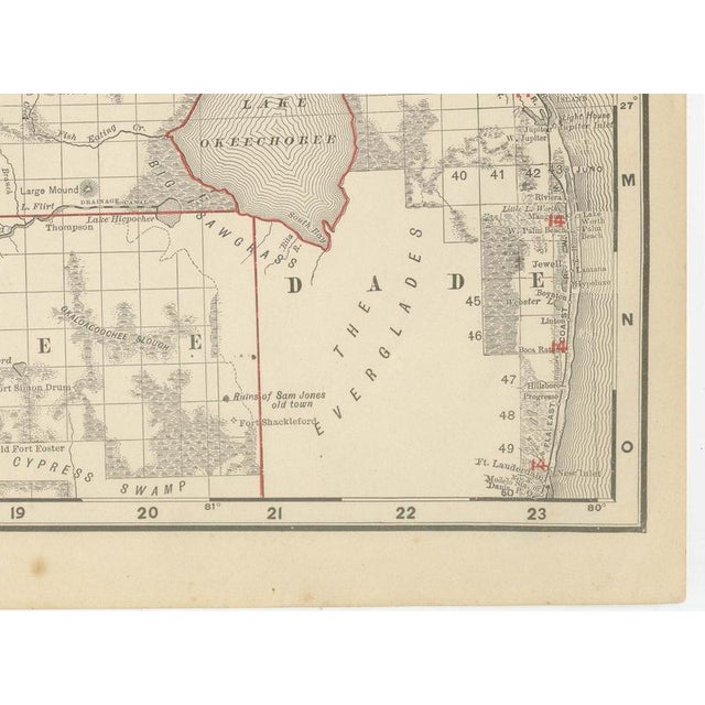 Antique Map of Florida The Sunshine State by Ran McNally, 1899 For Sale - Image 9 of 12