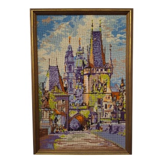 Rosemary Pipkin Jackson ( American 20th Century ) Gates of Old Salzburg, Needlework, Framed For Sale