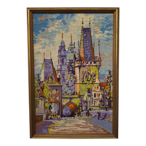 Rosemary Pipkin Jackson ( American 20th Century ) Gates of Old Salzburg, Needlework, Framed