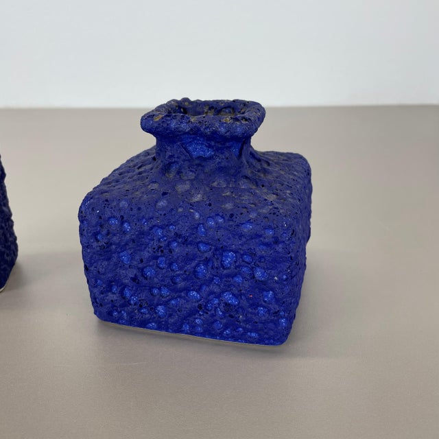 Ceramic Abstract Colorful Pottery Blue Vase from Silberdistel, W. Germany, 1970s For Sale - Image 7 of 18