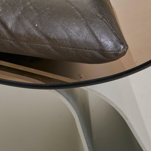 Glass French Saint-Gobain Glass + Leather Accent Chair Attributed to Maison Jansen, 1960s For Sale - Image 7 of 10