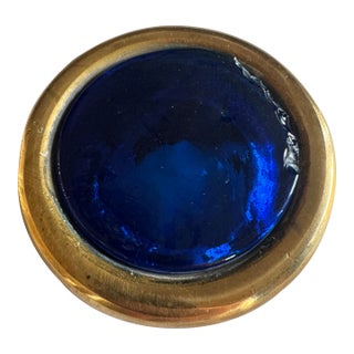 Bronze Mounted Cobalt Glass Trinket Dish For Sale