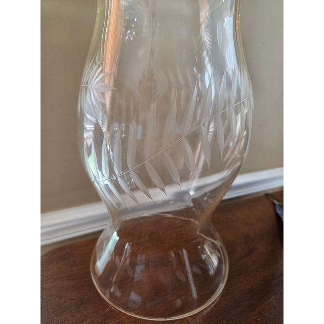 Vintage Etched Glass Hurricane For Sale In Indianapolis - Image 6 of 11