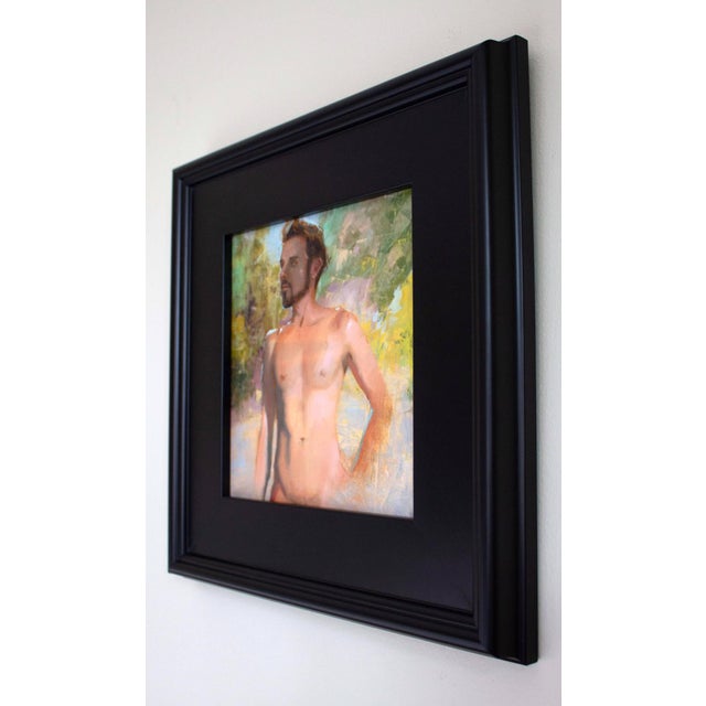 Figurative Au Naturel by Kirsten Savage | Oil on panel painting of a nude male figure outdoors. For Sale - Image 3 of 5