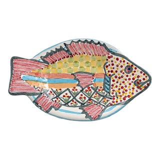 Vintage 1994 MacKenzie-Childs Hand-Painted Fish Dish For Sale