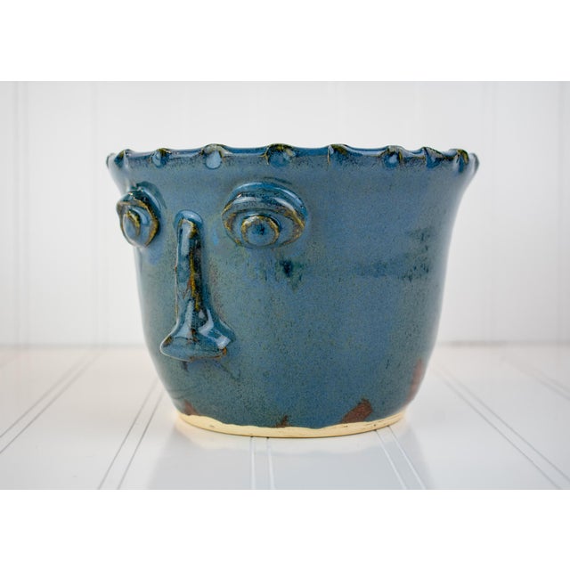 Vintage Whimsical Face Studio Pottery Planter Bowl - Signed RLM For Sale - Image 4 of 15
