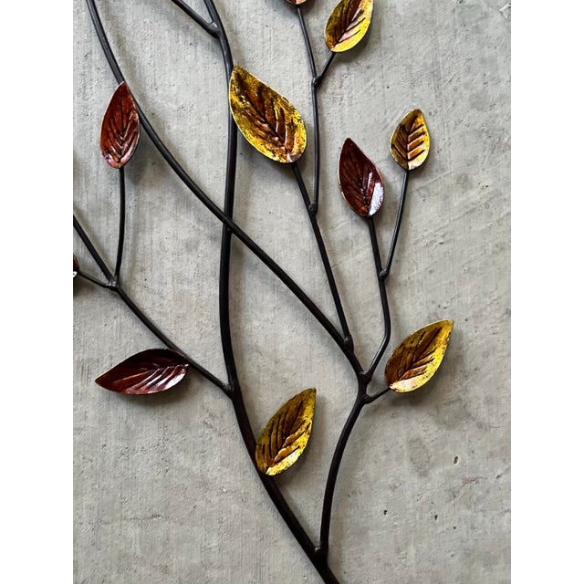 Curtis Jere-Style Metal Gold Amber Leaves Branch Wall Hanging For Sale In Dallas - Image 6 of 10