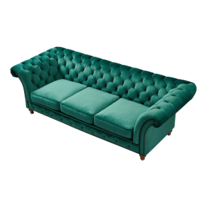Peyton Sloped Arm Chesterfield Sofa - Green Velvet