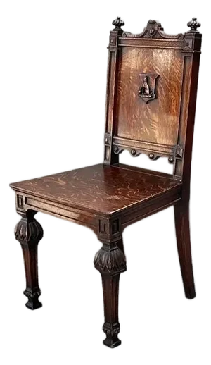 Vintage English Hall Chair With Dog Motif