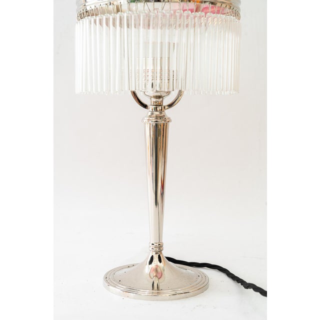 1920s Art Deco Nickel-Plated Table Lamp with Glass Shade from Palme Koenig, 1920s For Sale - Image 5 of 18