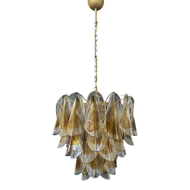 Italian Murano Chandelier Amber Glass – 41 “Swallows” Amber Glass For Sale
