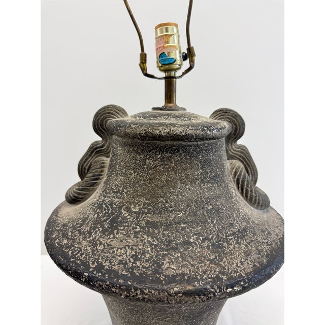 1980s 1987 Bon Art Textured Ceramic Urn Table Lamp For Sale - Image 5 of 9