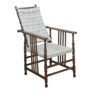 Adjustable Reclining Oak Armchair, 1890s For Sale