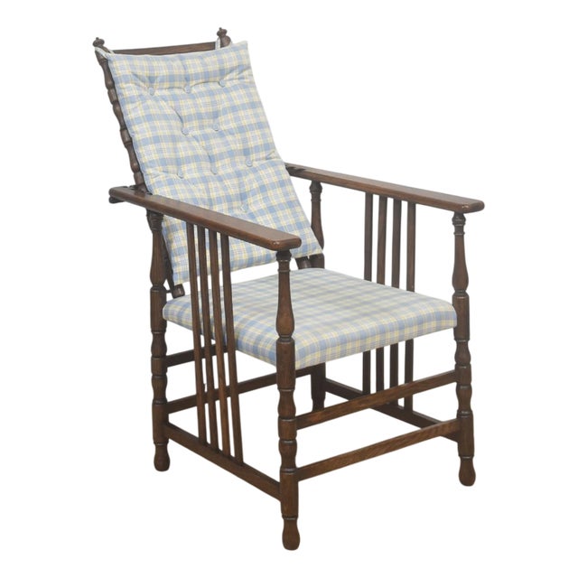 Adjustable Reclining Oak Armchair, 1890s For Sale