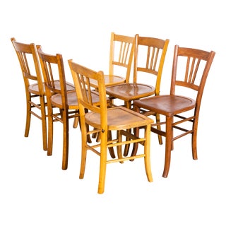 French Blonde Farmhouse Dining Chairs, 1950s, Set of 6 For Sale