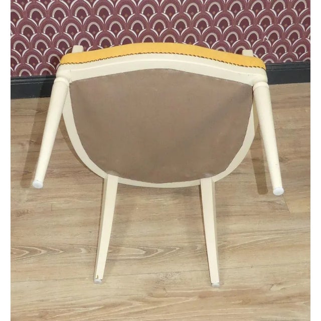 Cream Upholstered Medallion Armchair in Yellow-Cream, 1960s For Sale - Image 8 of 10