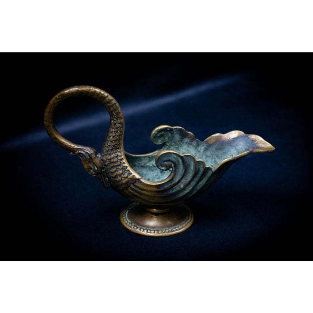 Metal Art Deco Zoomorphic Patinated Bronze Ewer with Swan Handle by Max Le Verrier, France, 1925-1935 For Sale - Image 7 of 11