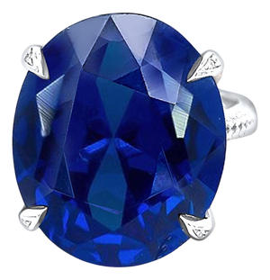 Natural Solitaire Composite Sapphire Ring 6.5 14k WG 16.63 TCW Certified