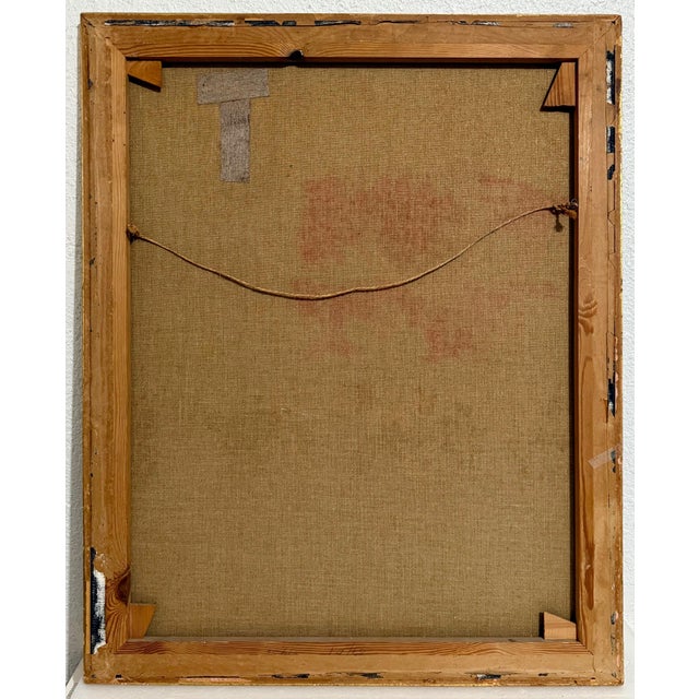 Morris Lazar, Large Israeli 1950's Mod Modernist Abstract Oil Painting Cubist Morris Lazar, circa 1950's 1960's For Sale - Image 9 of 9