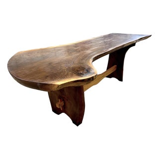 Single Plank Live Edge Solid Walnut Dining Table - Handcrafted by Montana Rancher For Sale