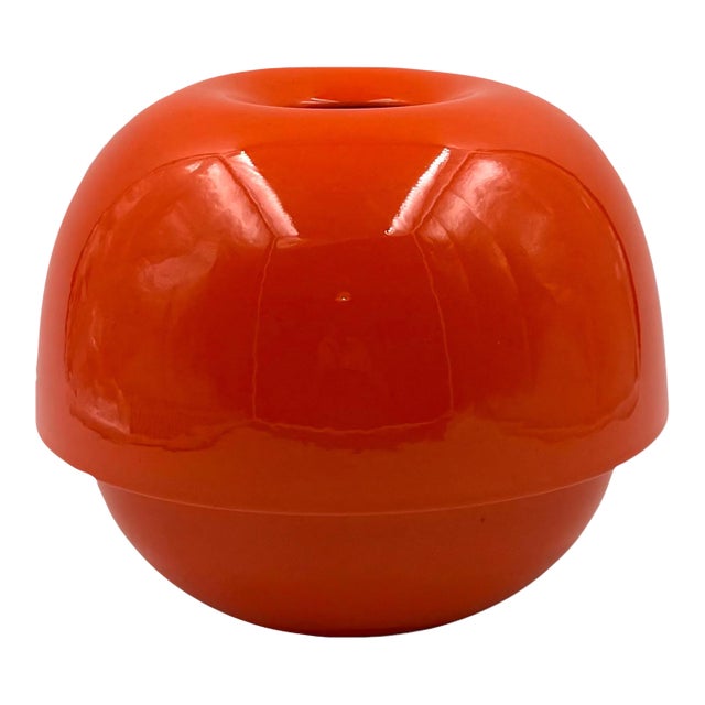 Space Age Orange Ceramic Vase, Sicart Italy Circa 1970 For Sale