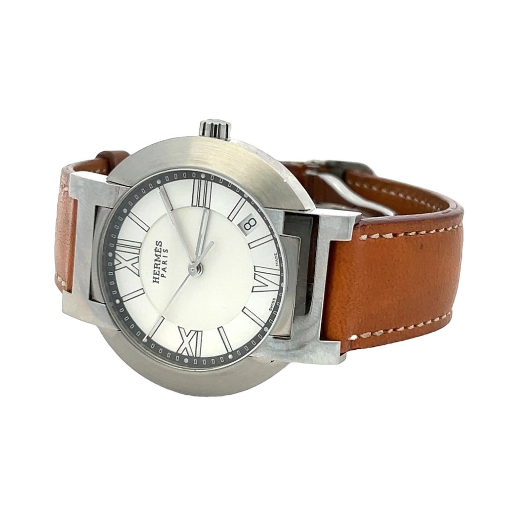 Hermès Clipper Stainless Steel Watch with Barenia Leather 