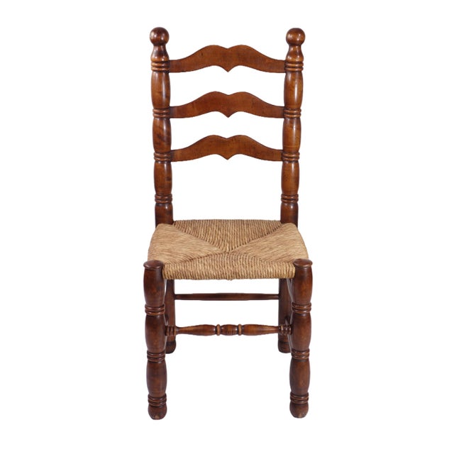 Mid-Century Modern French Design Wicker and Oak Chairs attributed to Charles Dudouyt, 1940s, Set of 4 For Sale - Image 3 of 15