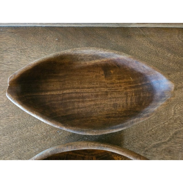 Late 20th Century Pair of Late 20th Century Haitian Carved Wooden Bowls For Sale - Image 5 of 13